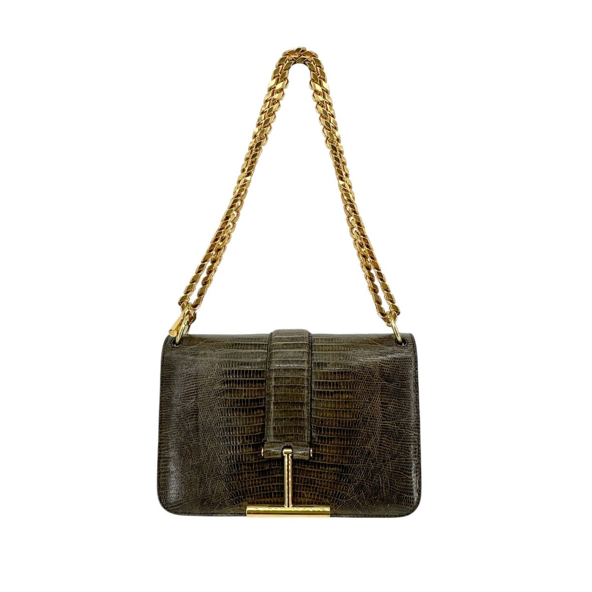 TOM FORD Tara Chain Tejus Lizard Shoulder Bag