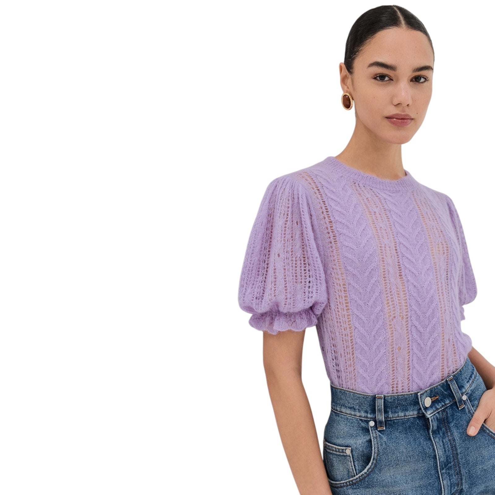 ULLA JOHNSON Mavis Alpaca Top in Lavender S Ulla Johnson