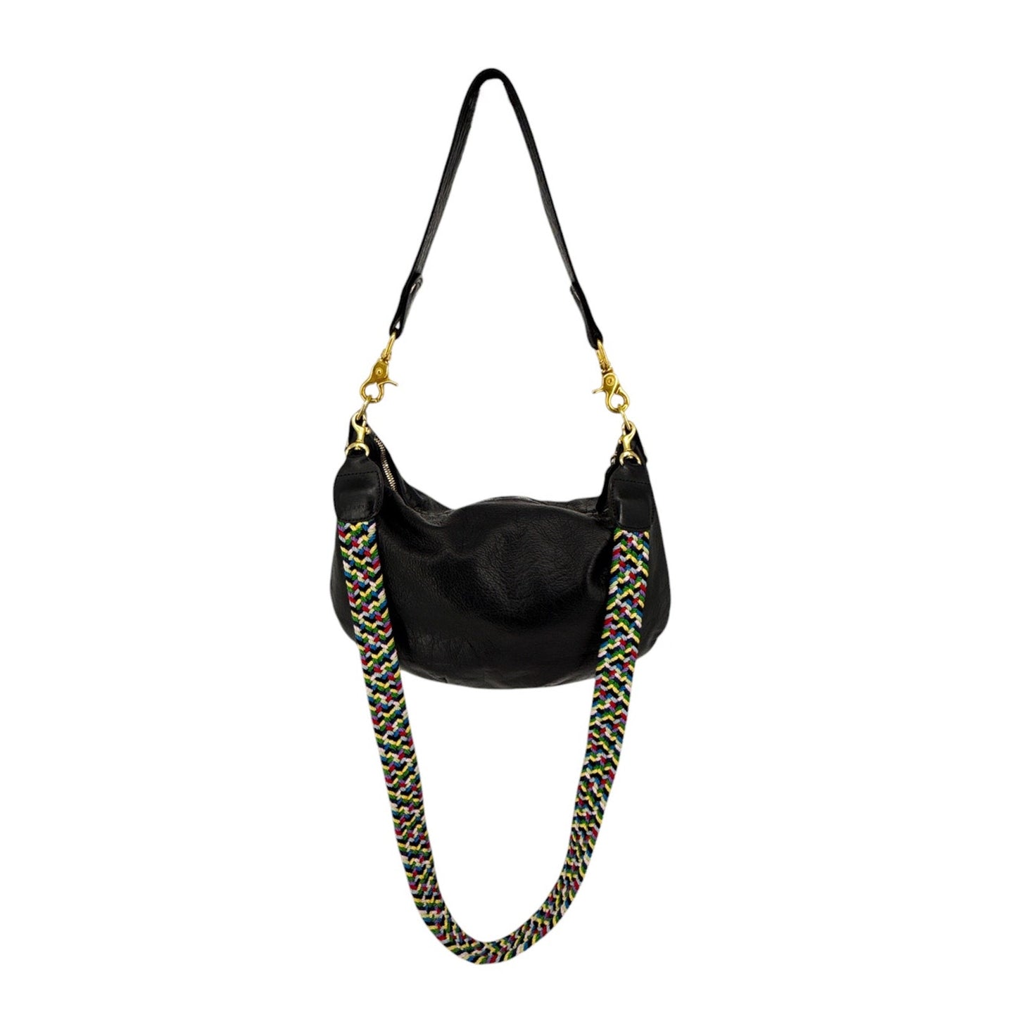 CLARE V. Moyen Messenger in Relaxed Black with Braided Crossbody Strap