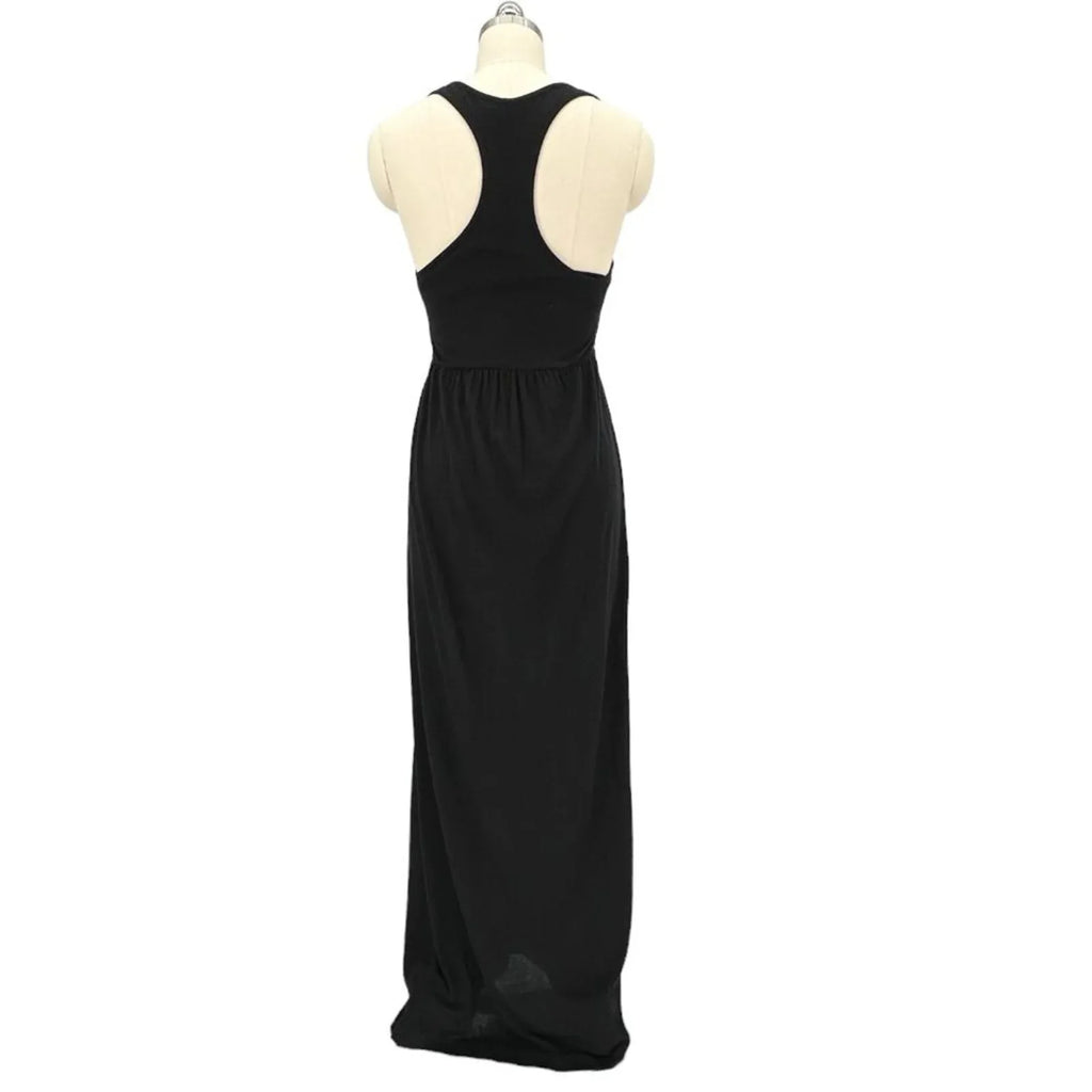 JUICY COUTURE Viscose Linen Jersey Tie-Front Maxi Dress in Black XS - flyKAMP