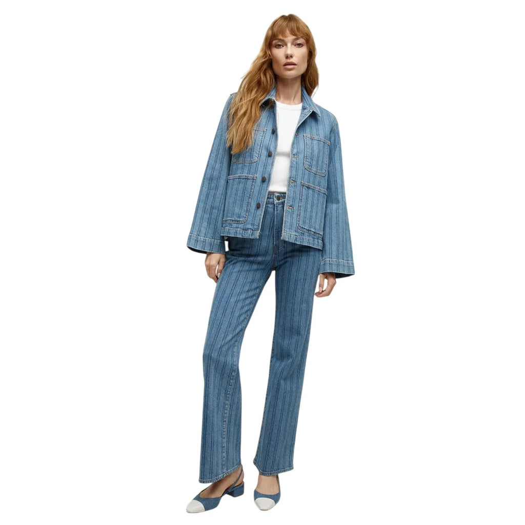 VERONICA BEARD Dahl Striped Denim Jacket S - flyKAMP
