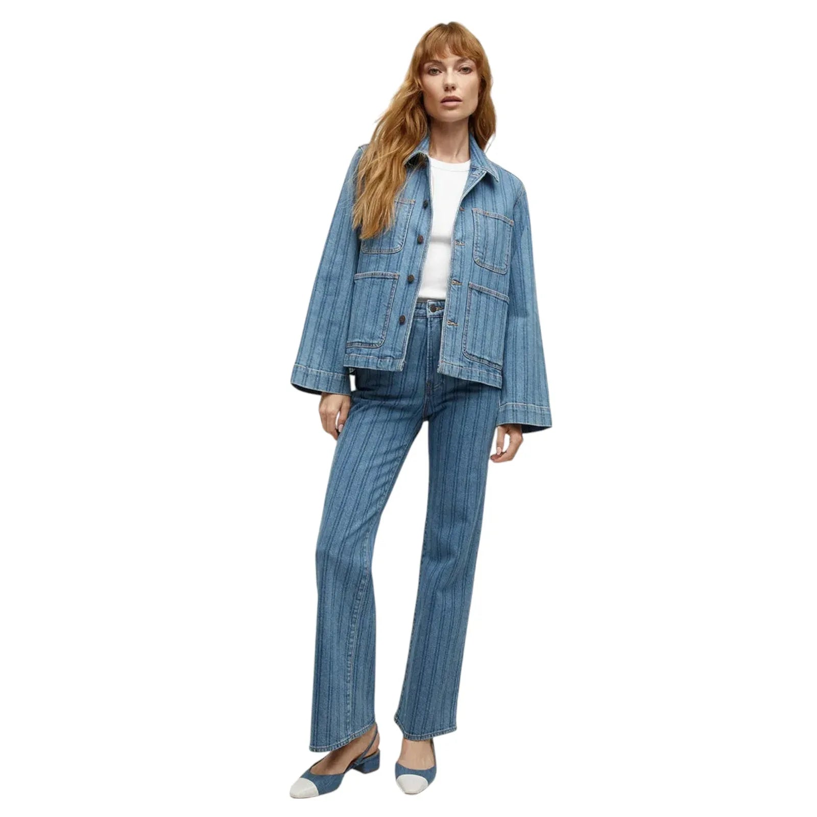VERONICA BEARD Dahl Striped Denim Jacket S - flyKAMP