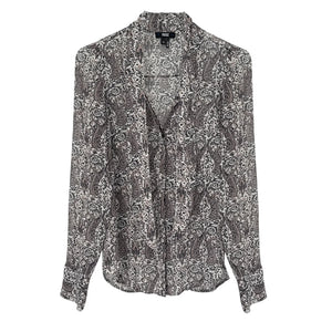 PAIGE Cleobelle Printed Femme Blouse in White/Rabbit/Rose-Santina Pais XS