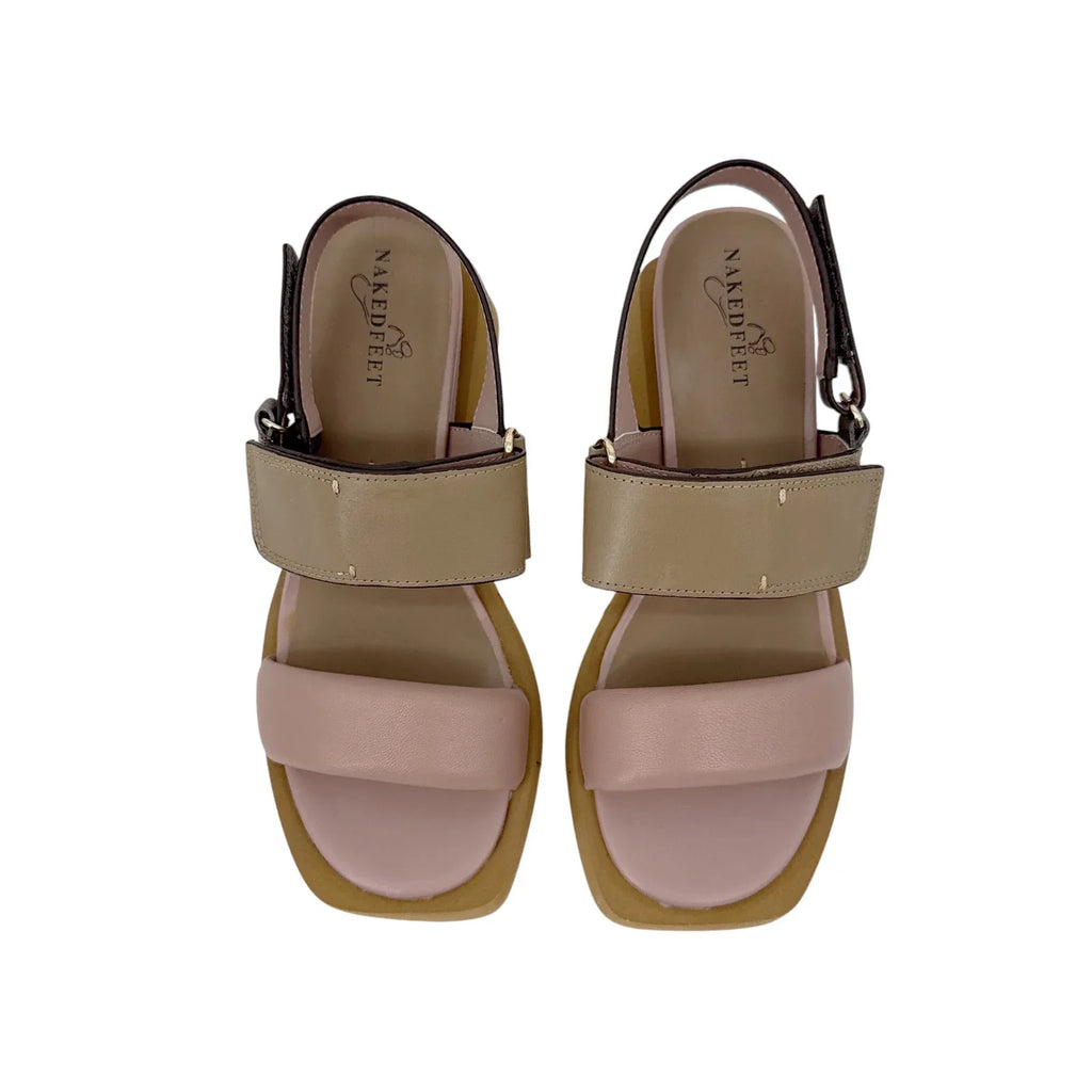 NAKED FEET Paradox in Ecru Wedge Sandals 6.5 - flyKAMP