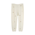 THE GREAT. The Stadium Sweatpant. Washed White with Embroidered Roses 1|S The Great.