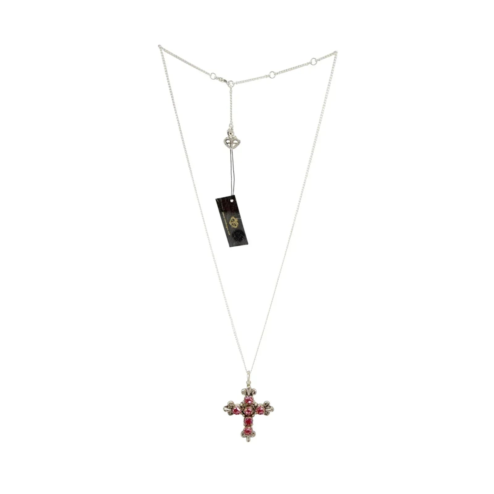 VIRGINS SAINTS & ANGELS VSA Addie Charm Necklace Silver & Pink - flyKAMP