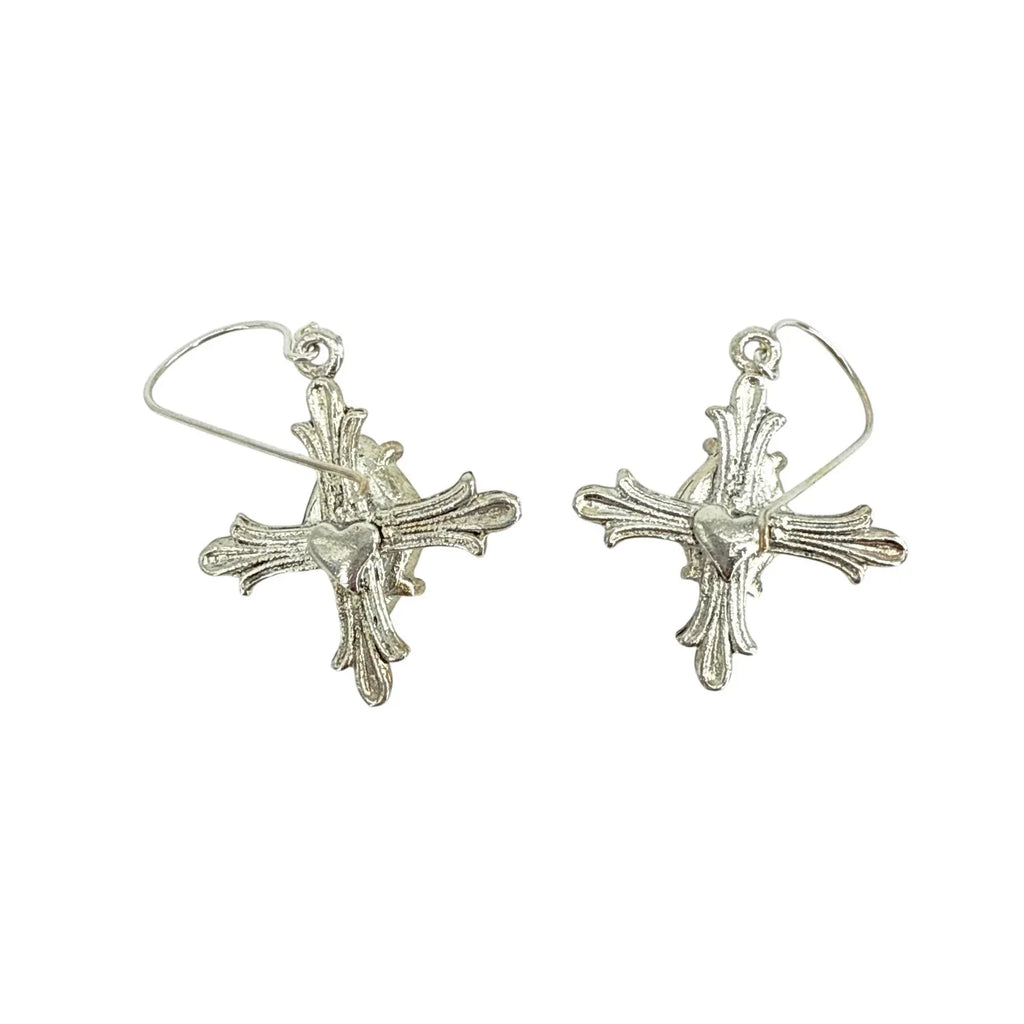 VIRGINS SAINTS & ANGELS VSA Ice Cross Earrings in Silver & Tourmaline - flyKAMP
