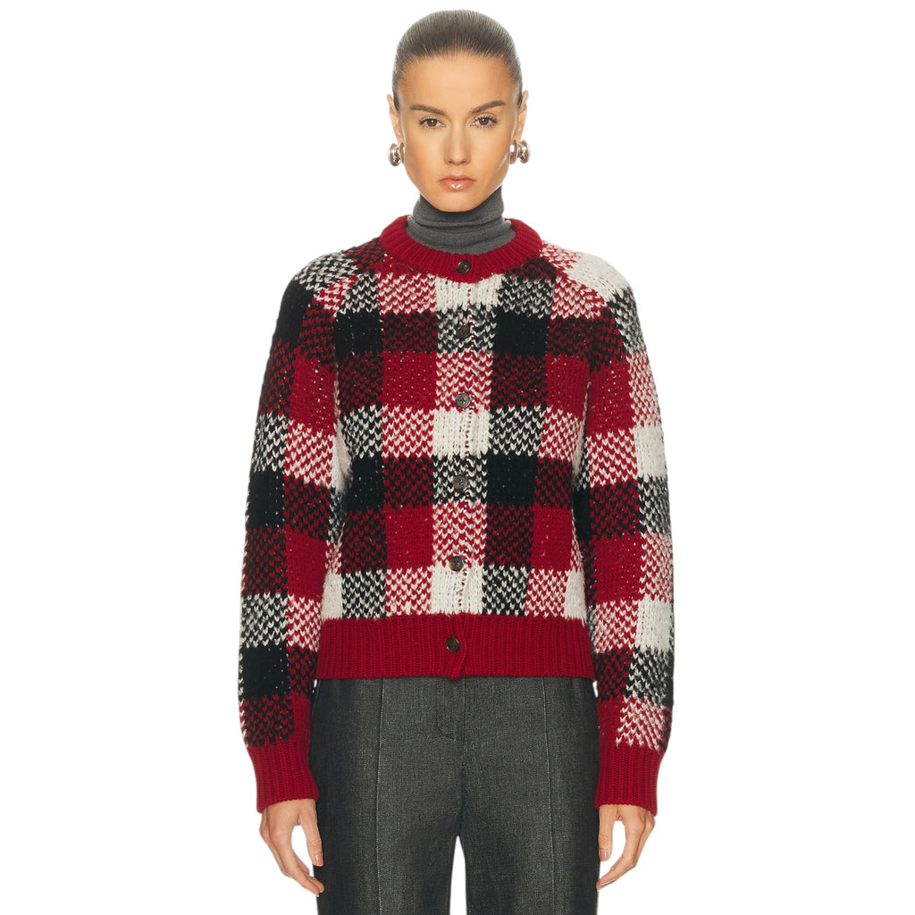 GUEST in RESIDENCE Buffalo Plaid Cardigan in Ruby Combo S Guest in Residence