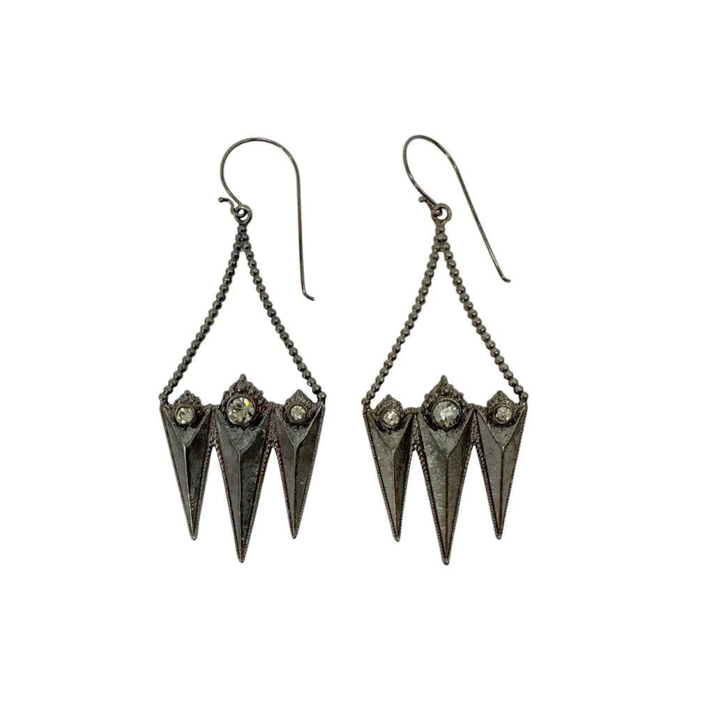 VIRGINS SAINTS & ANGELS VSA Electra Rays Hook Earrings in Gunmetal - flyKAMP