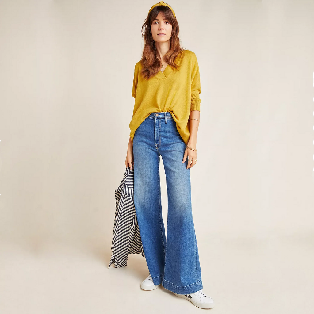 ANTHROPOLOGIE Araminta Pullover Sweater in Mustard Yellow XS - flyKAMP