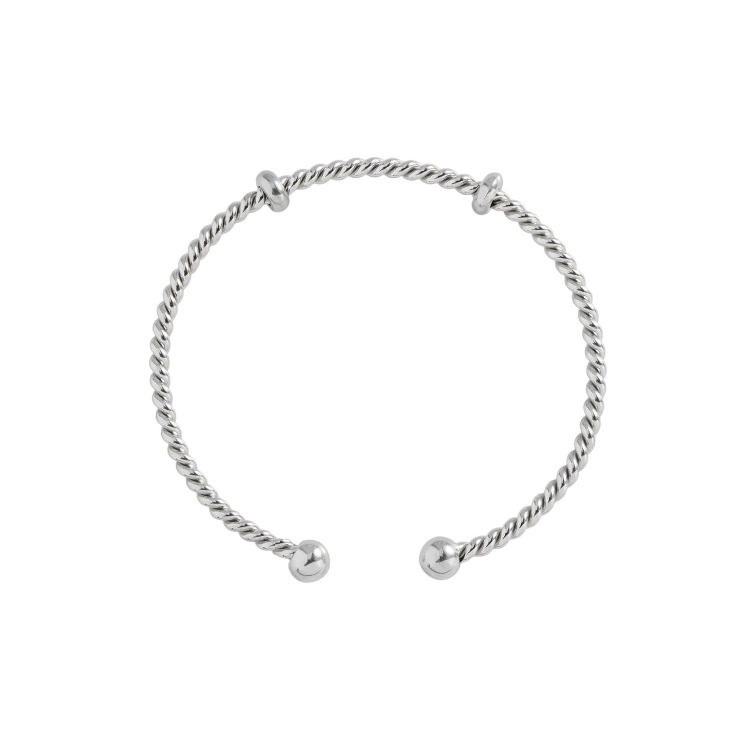 ALEX+ANI French Rope Charm Bracelet Cuff in Silver