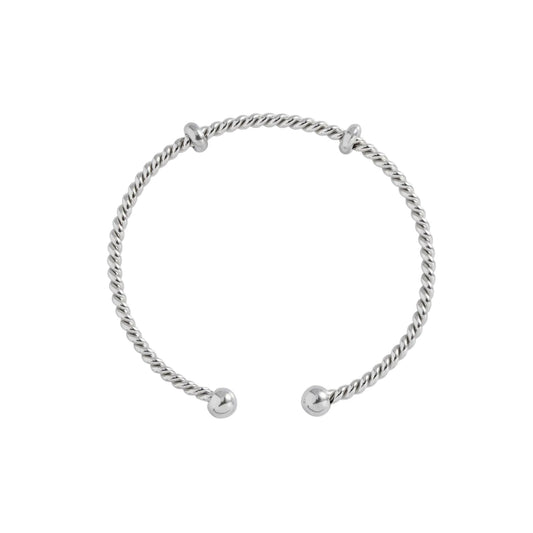 ALEX+ANI French Rope Charm Bracelet Cuff in Silver