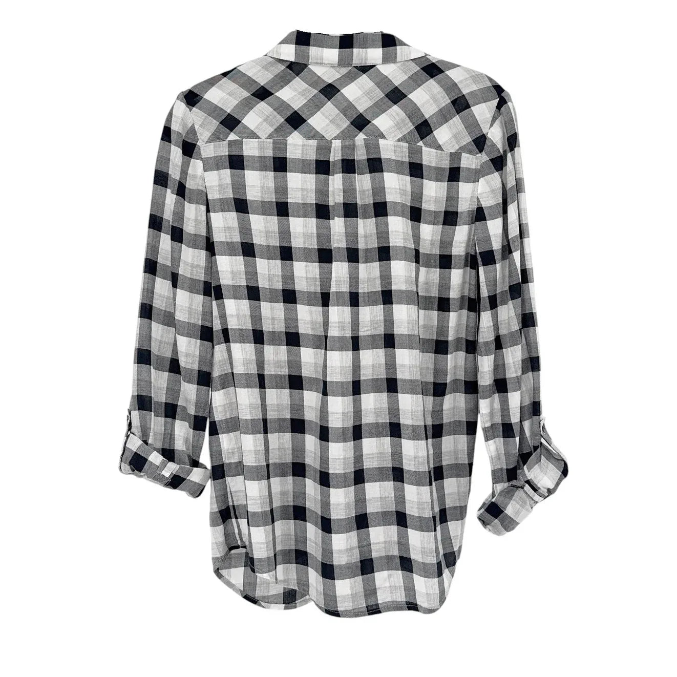 JOIE Katrine Plaid Shirt in Black & White XS - flyKAMP