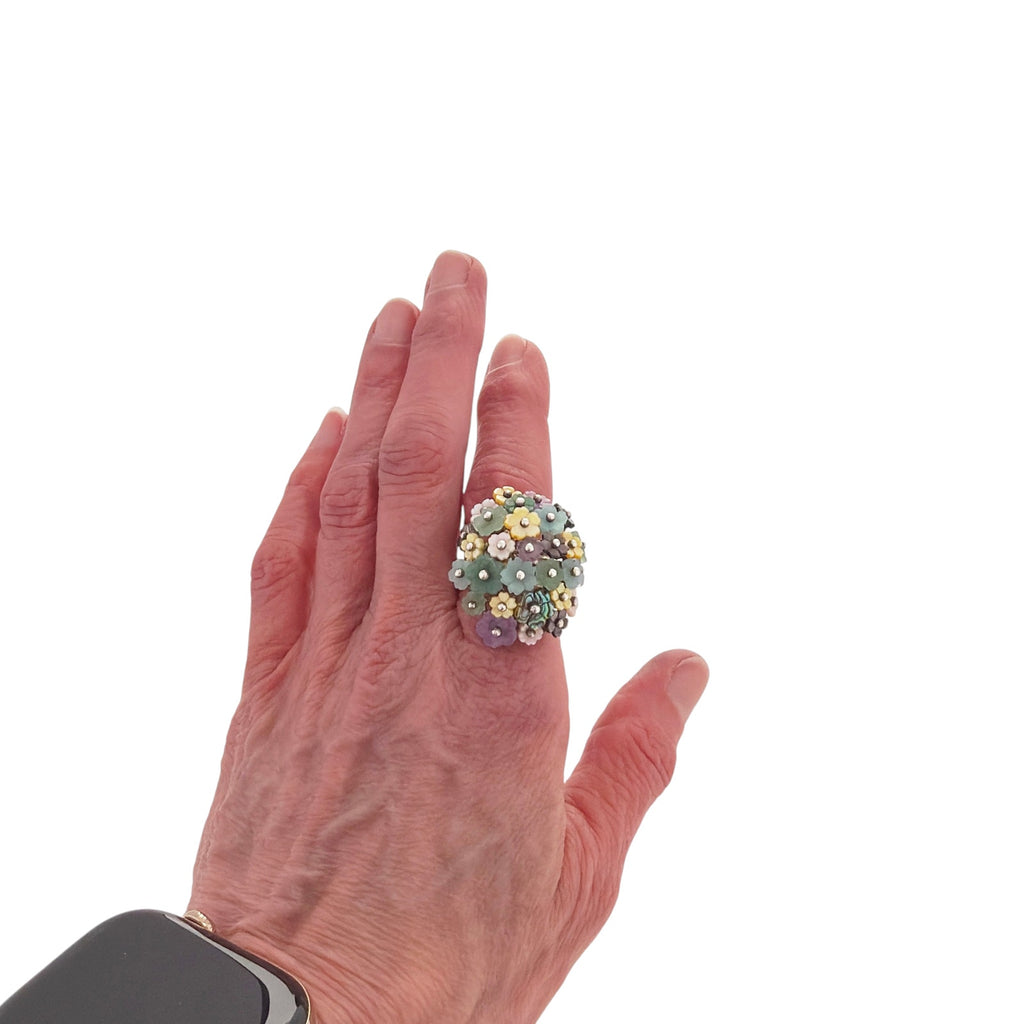 WHITNEY KELLY Sterling Silver Flower Cluster Dome Ring 7 Whitney Kelly