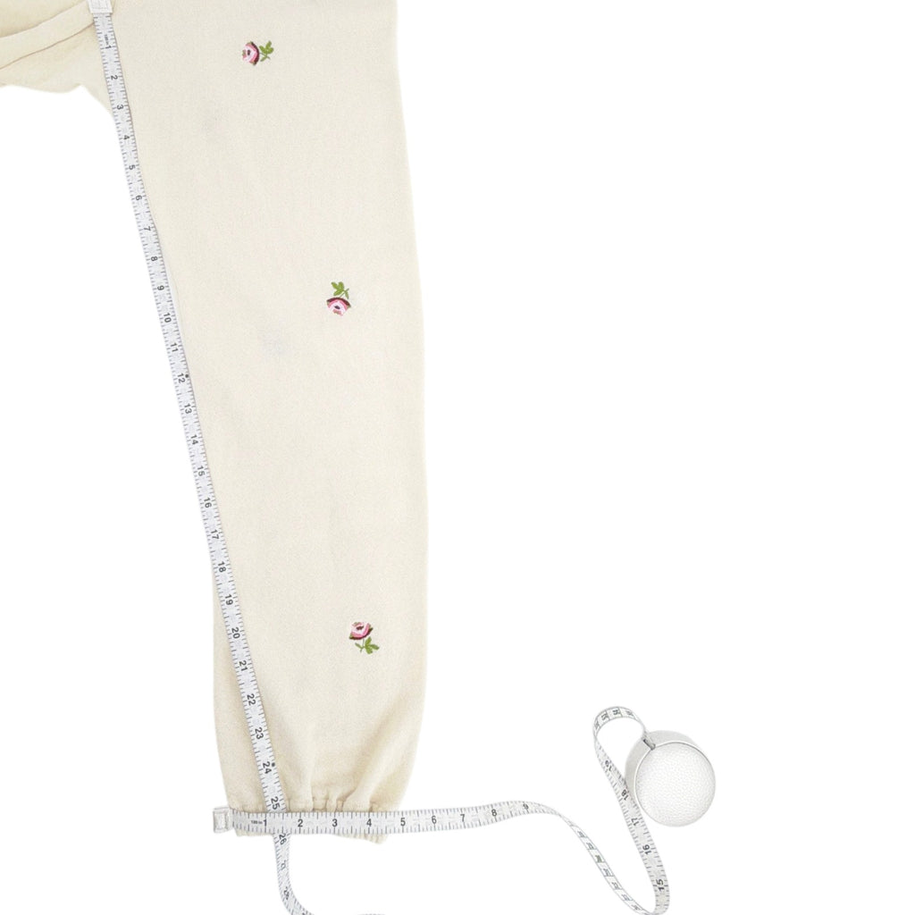 THE GREAT. The Stadium Sweatpant. Washed White with Embroidered Roses 0|XS The Great.