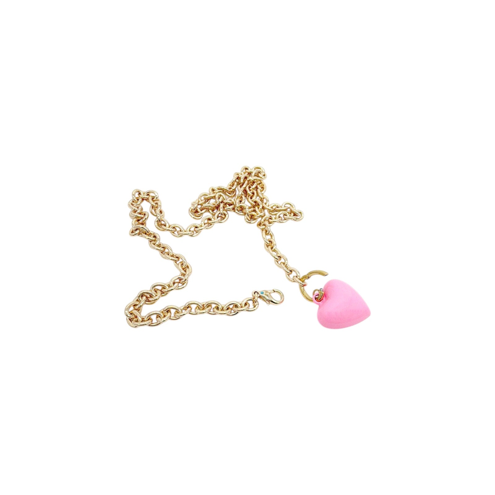ROXANNE ASSOULIN The Mini Puffy Heart Necklace in Gold & Pink Roxanne Assoulin