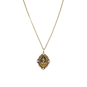 VIRGINS SAINTS & ANGELS VSA Petite Oval Cloister Lady of Fatima Charm Necklace