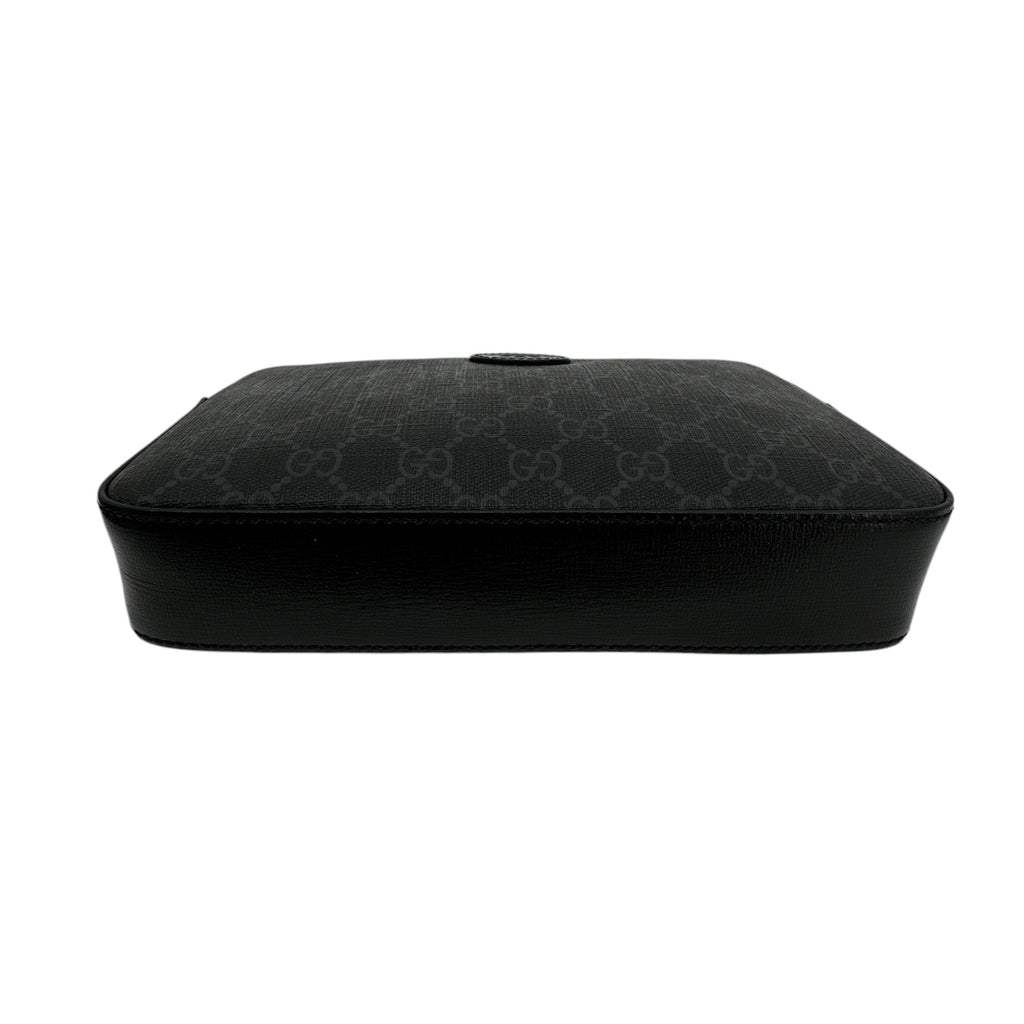 GUCCI GG Supreme Monogram Interlocking G Wrist & Shoulder Bag in Black Gucci