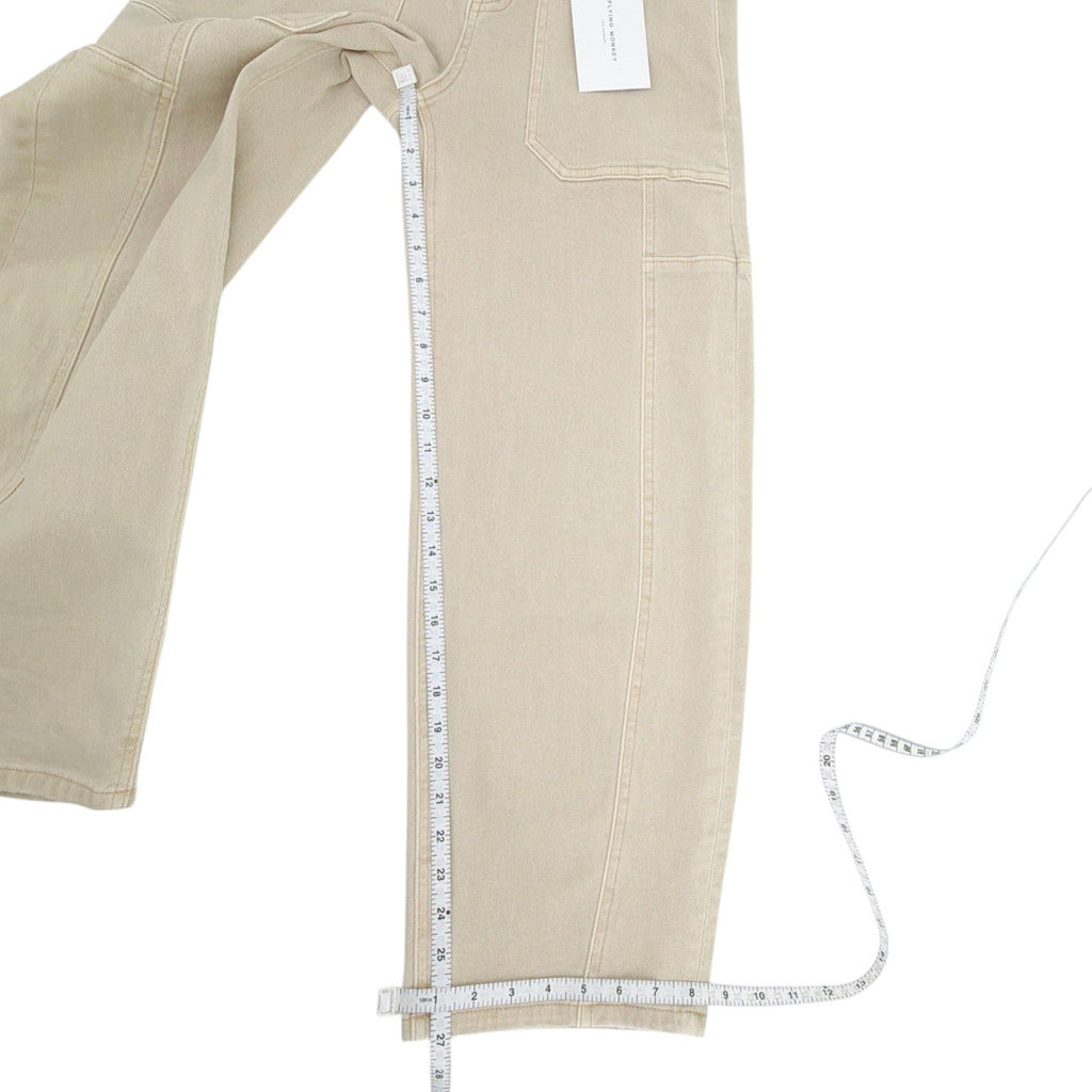 FLYING MONKEY Super High Rise Barrel Fit Jean in Vintage Beige 24 Mother