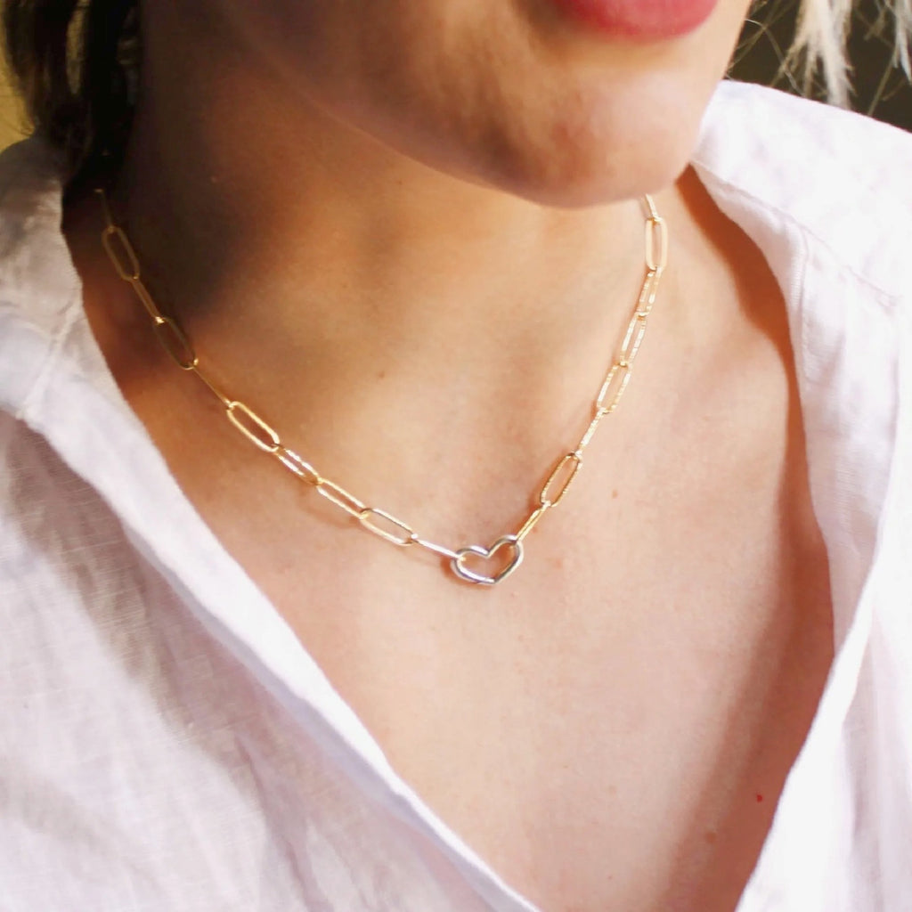 THE SILVER WREN Heart Carabiner Charm Holder Necklace