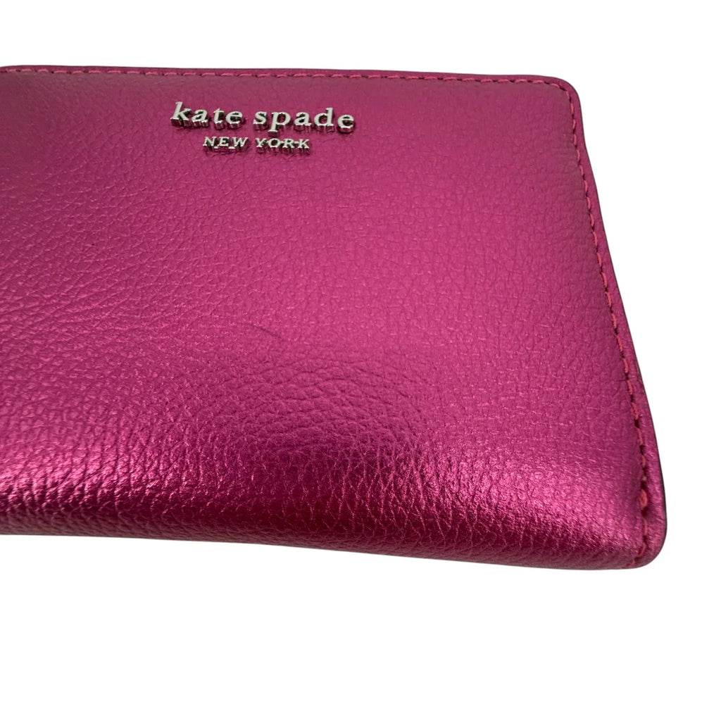 KATE SPADE New York Natasha Metallic Leather Chain Compact Wristlet Bikini Pink - flyKAMP