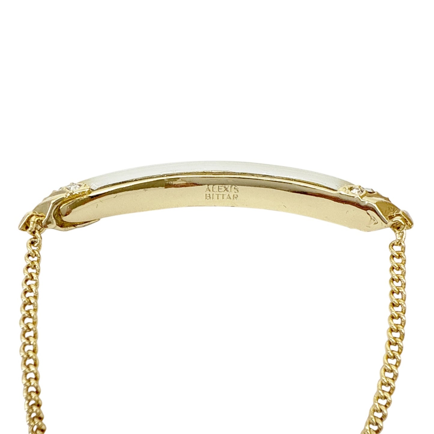 ALEXIS BITTAR Lucite Swarovski Crystal Encrusted ID Curb Chain Bracelet