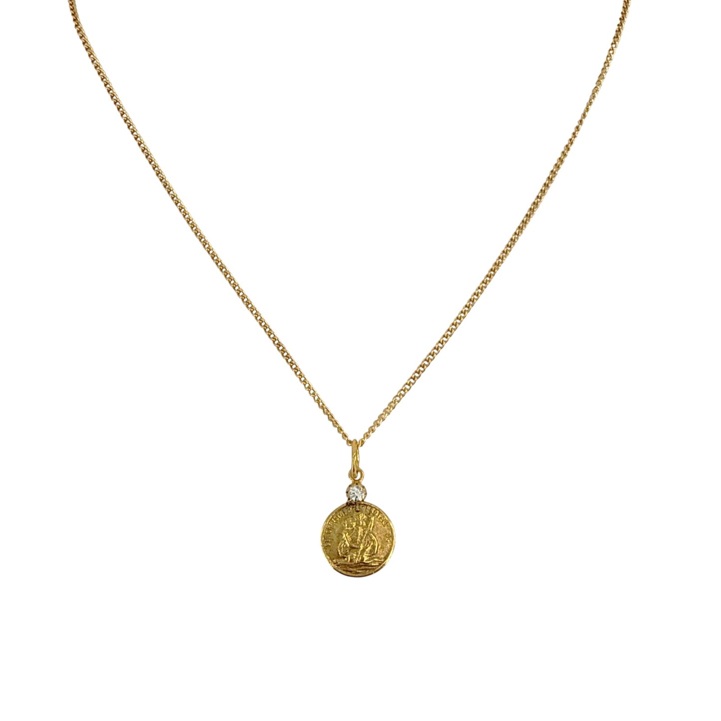 VIRGINS SAINTS & ANGELS VSA Saint Christopher Charm Necklace in Gold