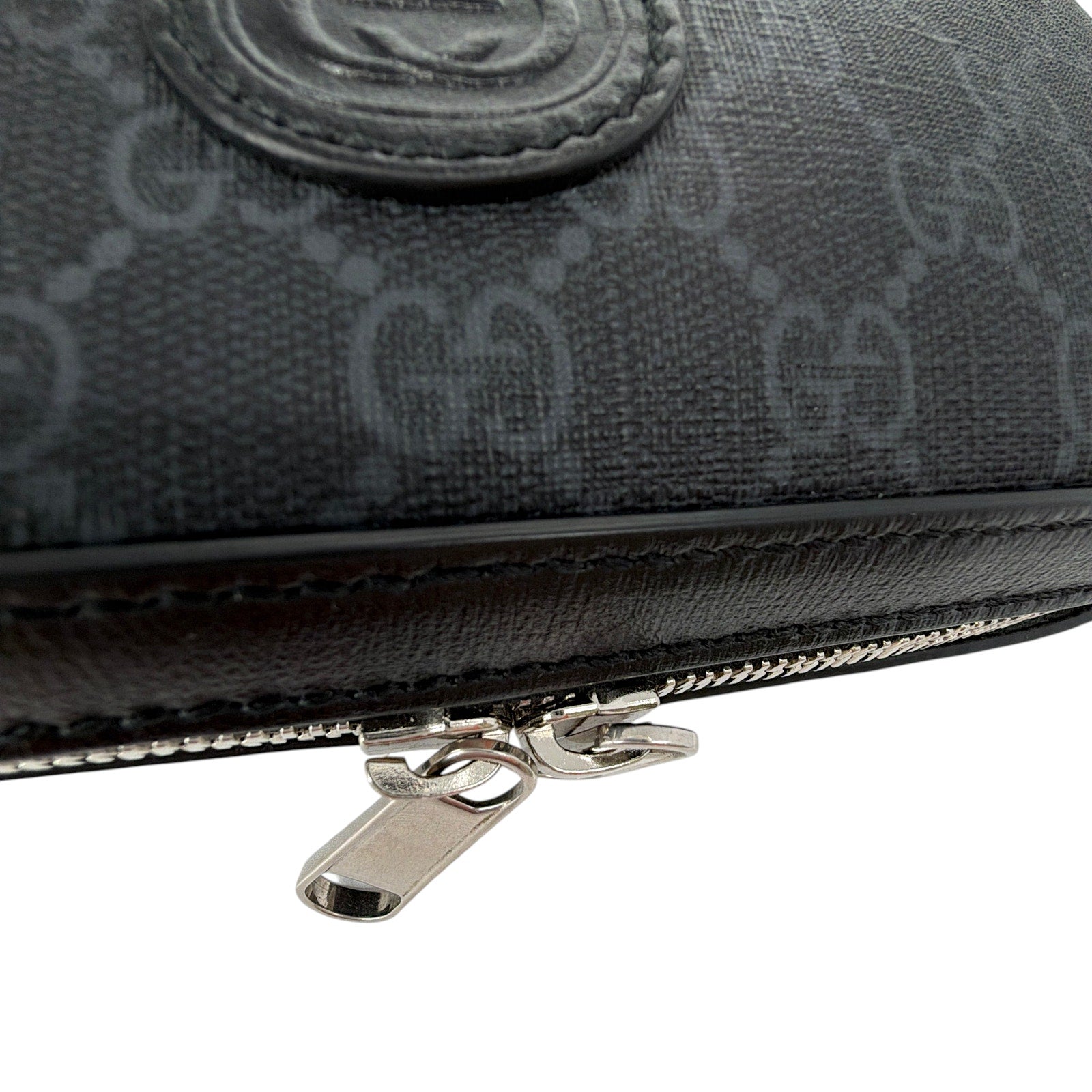 GUCCI GG Supreme Monogram Interlocking G Wrist & Shoulder Bag in Black Gucci