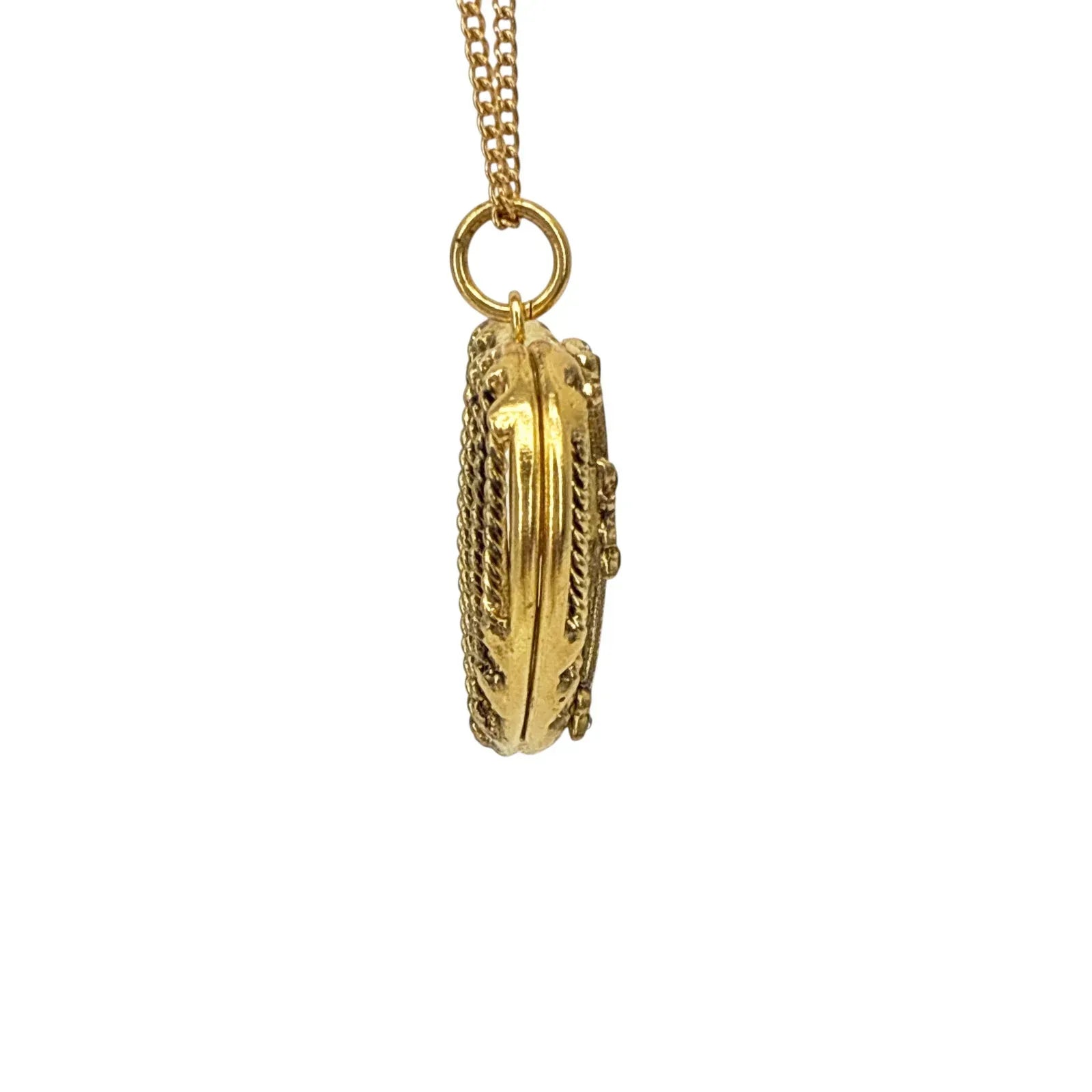 VIRGINS SAINTS & ANGELS VSA Caged Heart Cross Charm Necklace in Gold - flyKAMP