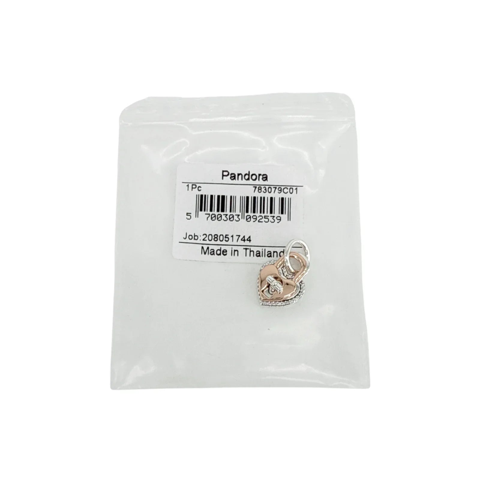 PANDORA Two-tone Twistable Heart Padlock Double Dangle Charm - flyKAMP