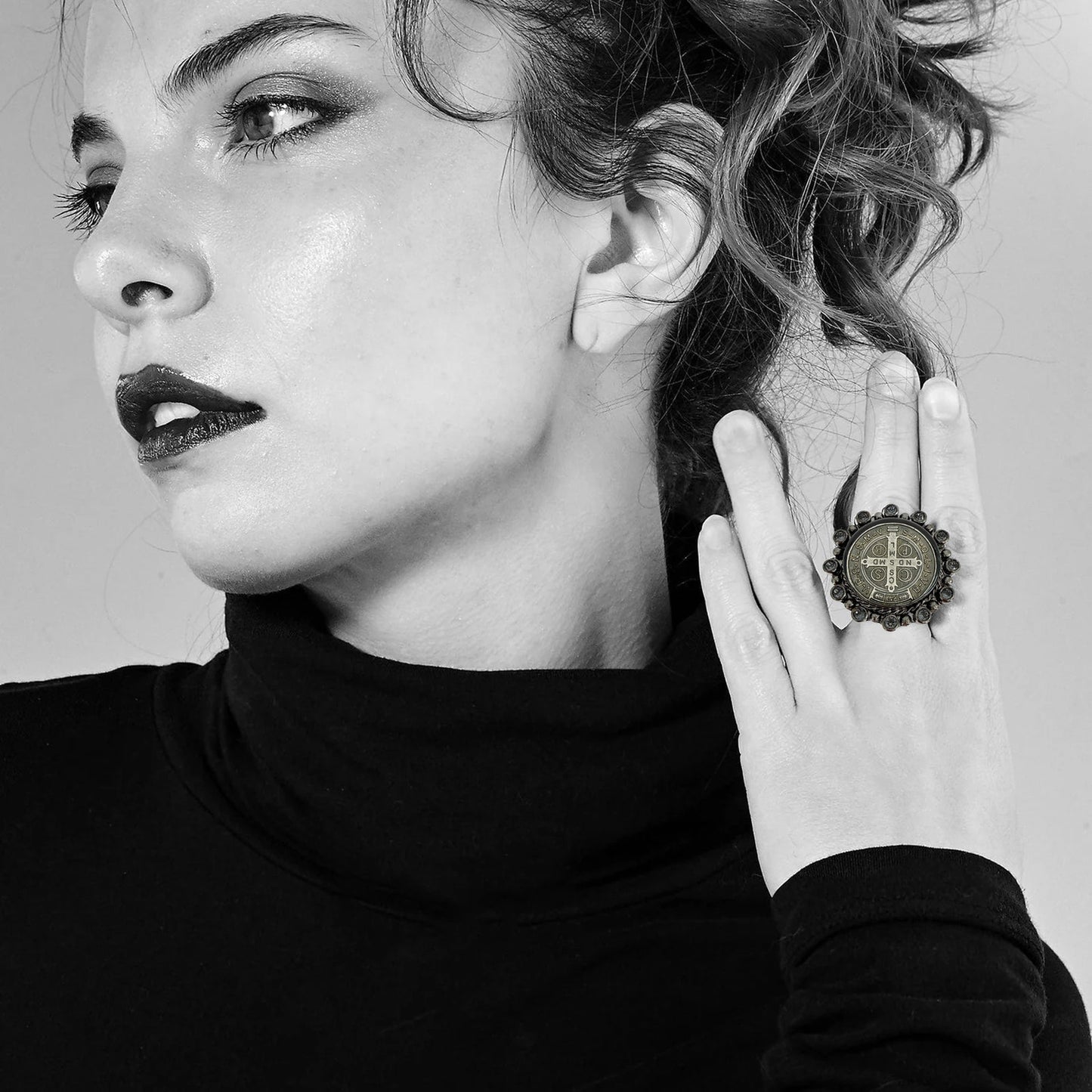 VIRGINS SAINTS & ANGELS VSA Vintage San Benito Ring Sterling Silver Gunmetal 6