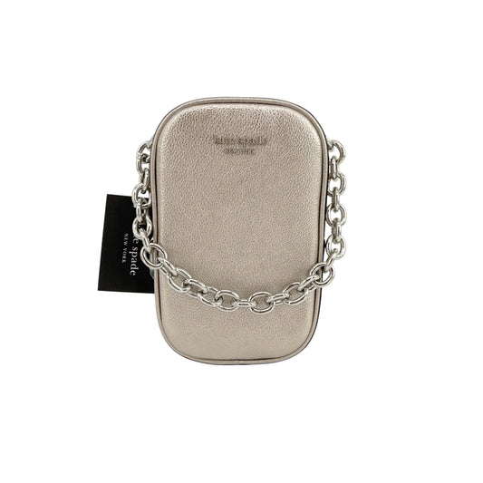 KATE SPADE New York Jolie Metallic Chain Phone Crossbody in Silver
