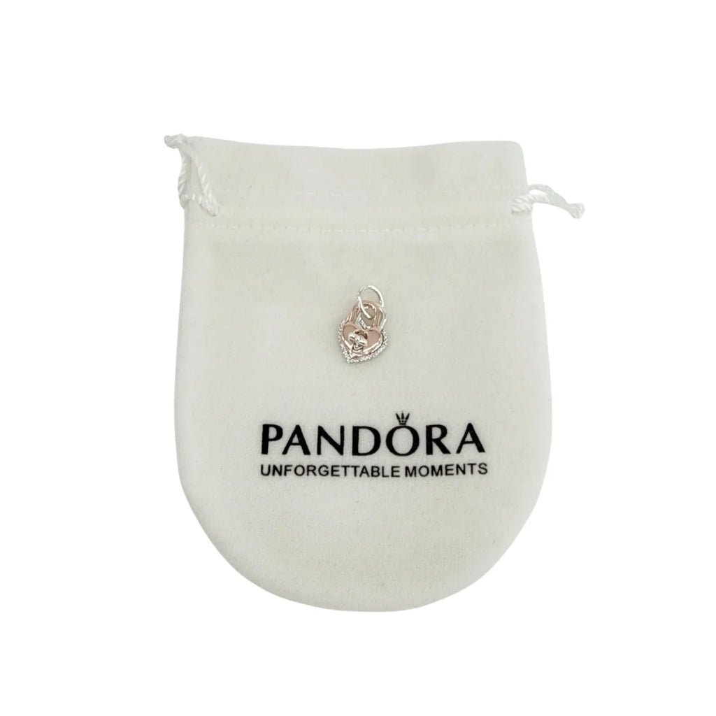 PANDORA Two-tone Twistable Heart Padlock Double Dangle Charm - flyKAMP