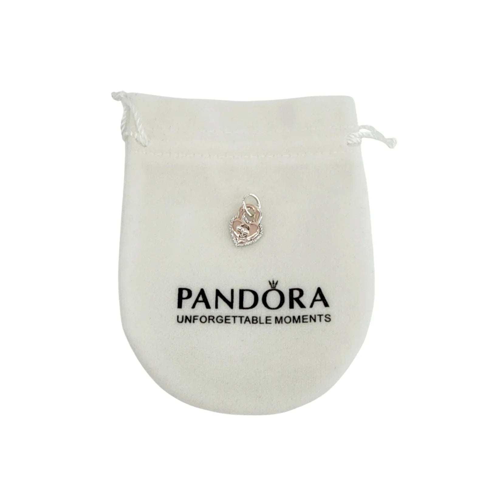 PANDORA Two-tone Twistable Heart Padlock Double Dangle Charm - flyKAMP