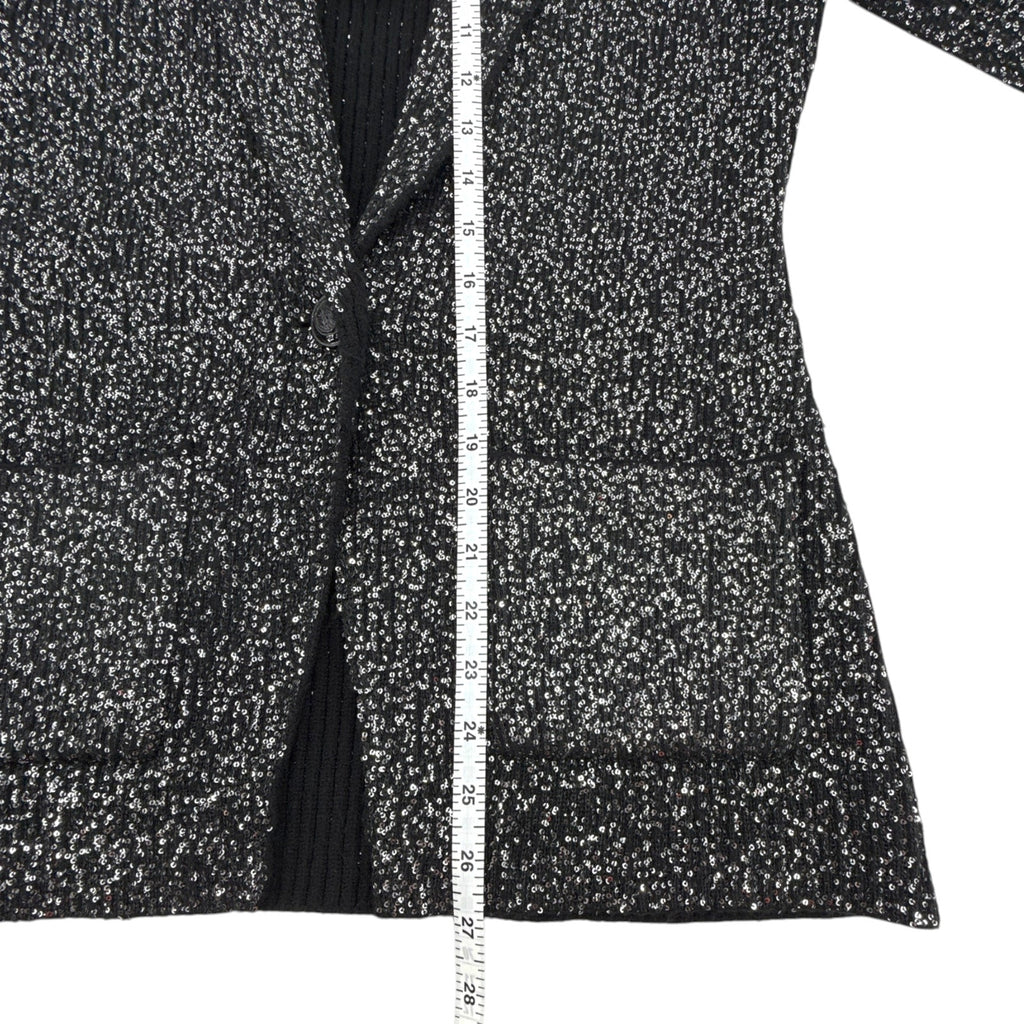 L'AGENCE Leonora Sequin Knit Blazer in Black Silver Sequin S L'Agence