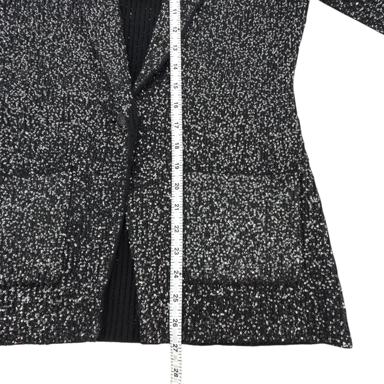 L'AGENCE Leonora Sequin Knit Blazer in Black Silver Sequin S L'Agence