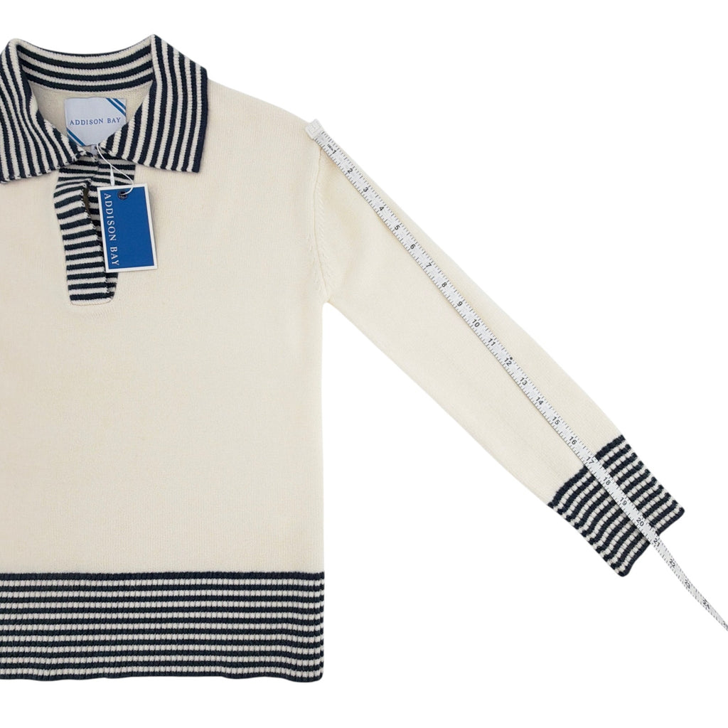 ADDISON BAY Carlyle Rugby Sweater in Cream & Navy XS Addison Bay