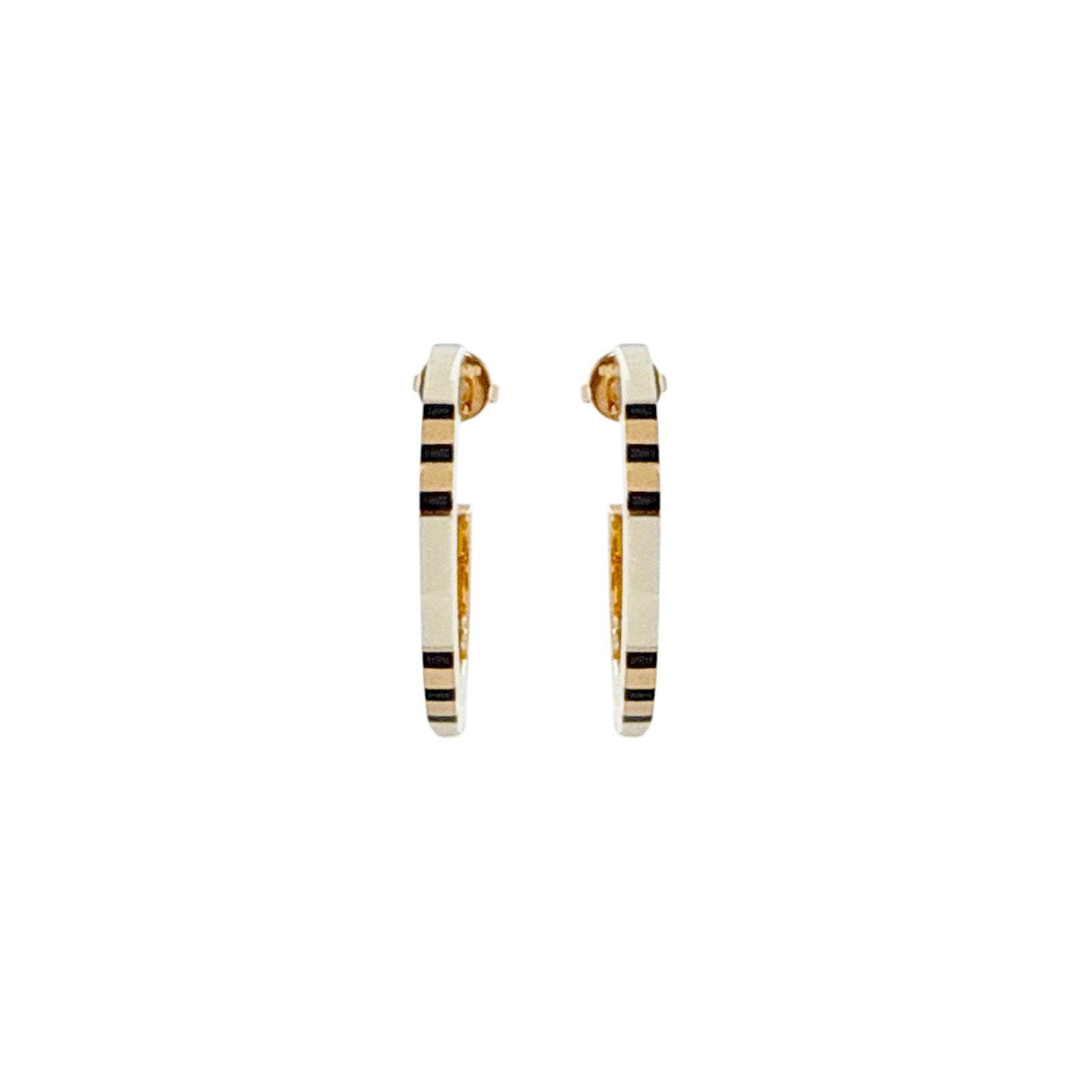 TORY BURCH Icon Enamel Hoop Earrings in Tory Gold / New Ivory / Black Tory Burch
