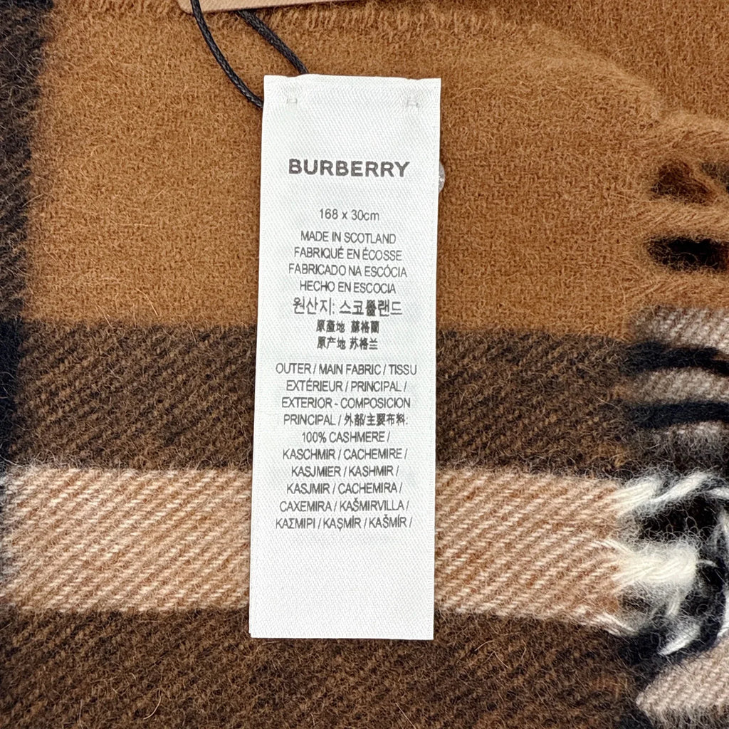 BURBERRY Giant Check Cashmere Scarf in Birch Brown - flyKAMP