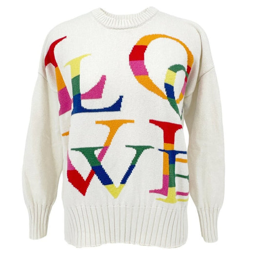 MINNIE ROSE Multi Color LOVE Crew Neck Sweater S