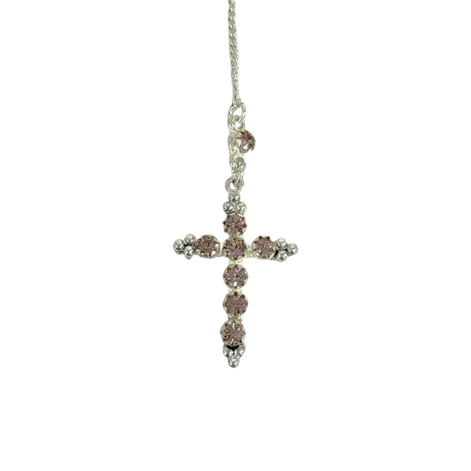 VIRGINS SAINTS & ANGELS VSA Maddie Rosary Necklace in Silver & Vintage Rose Virgins Saints & Angels