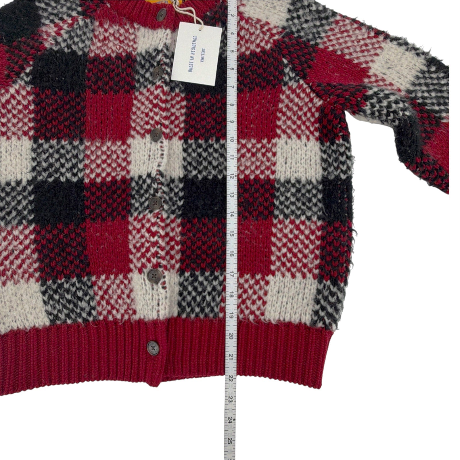GUEST in RESIDENCE Buffalo Plaid Cardigan in Ruby Combo S Guest in Residence