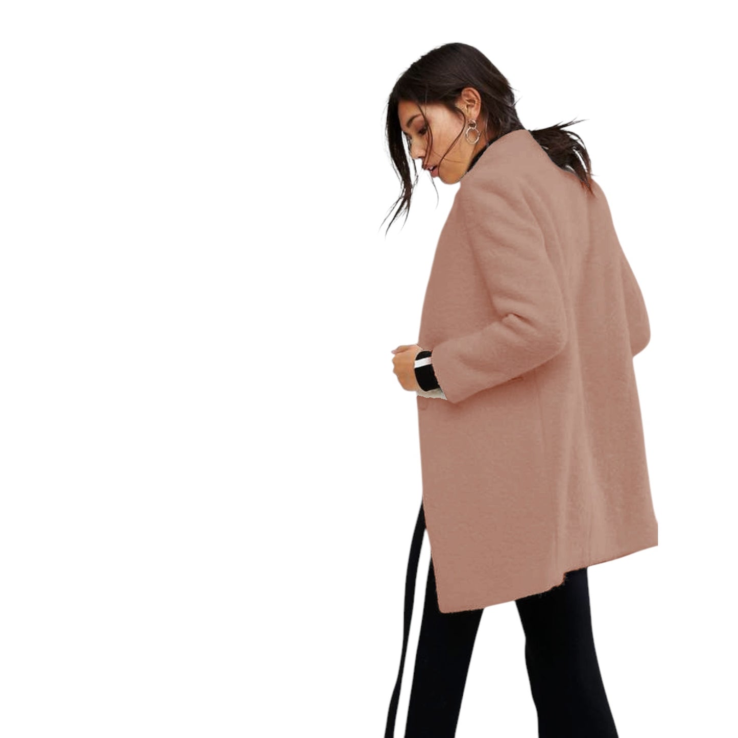 GIANNI FERAUD Slimline Mini Boucle Coat with Upturned Collar in Salmon 6|S