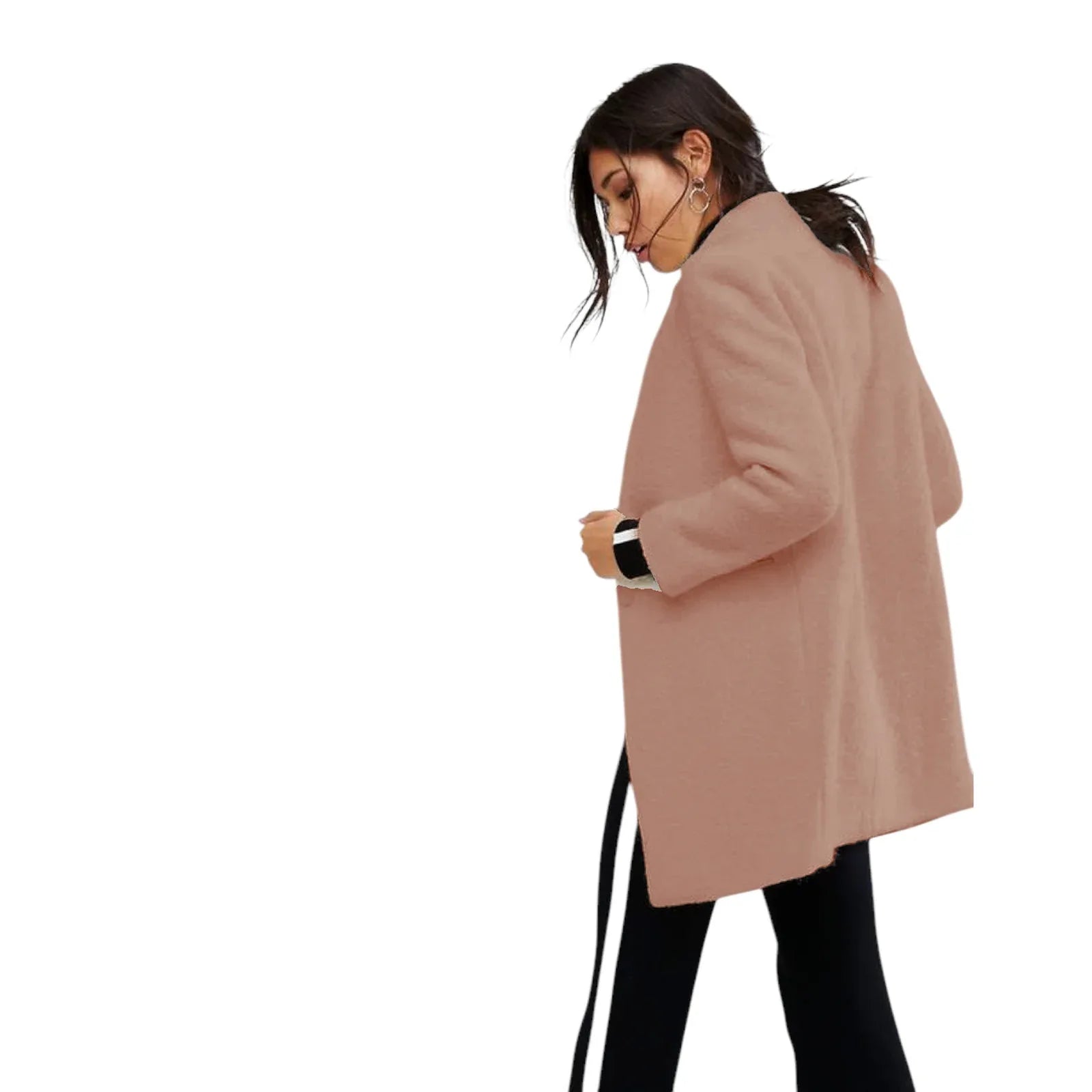 GIANNI FERAUD Slimline Mini Boucle Coat with Upturned Collar in Salmon 6|S - flyKAMP