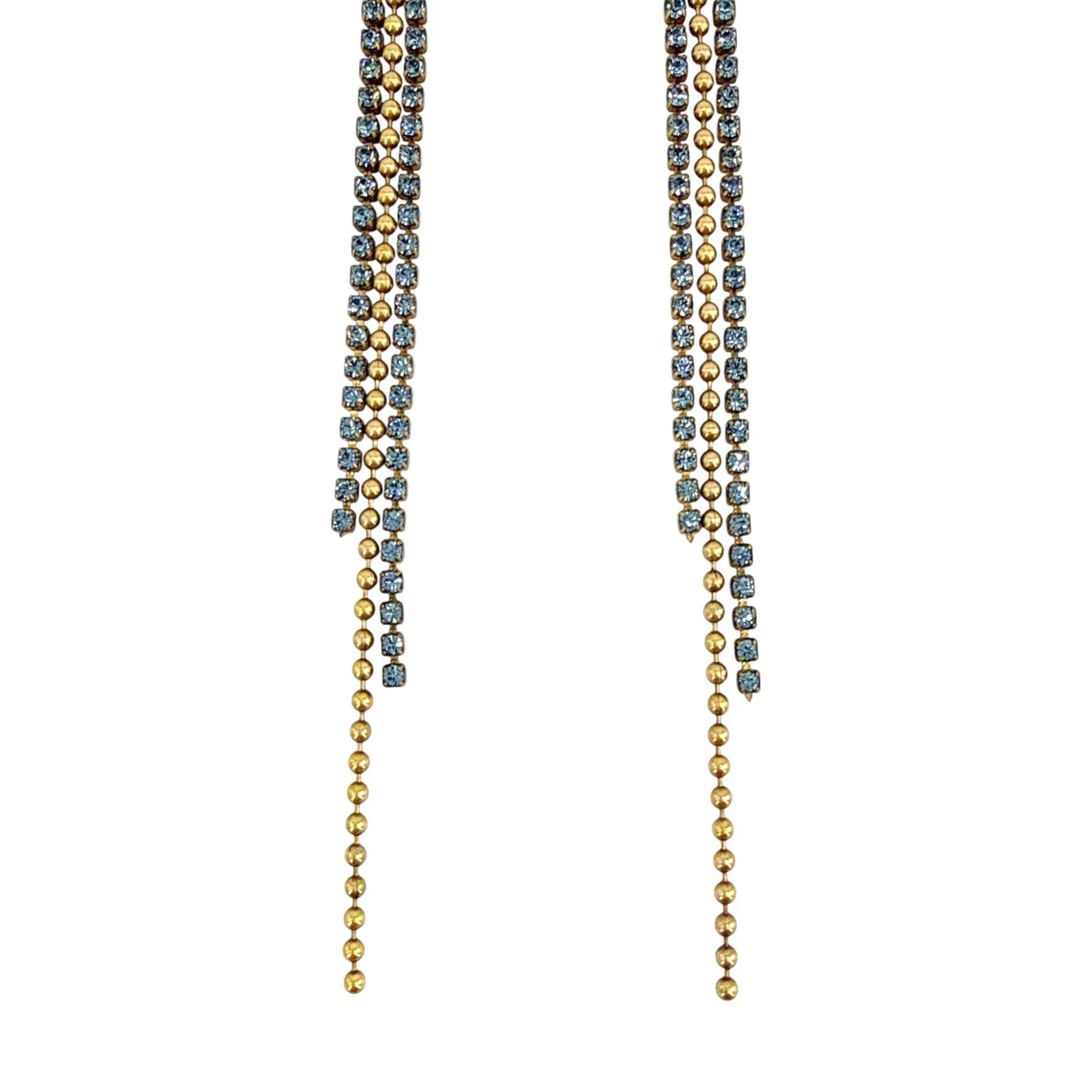 VIRGINS SAINTS & ANGELS VSA Resurrection Cross Chain Earrings in Gold & Blue - flyKAMP