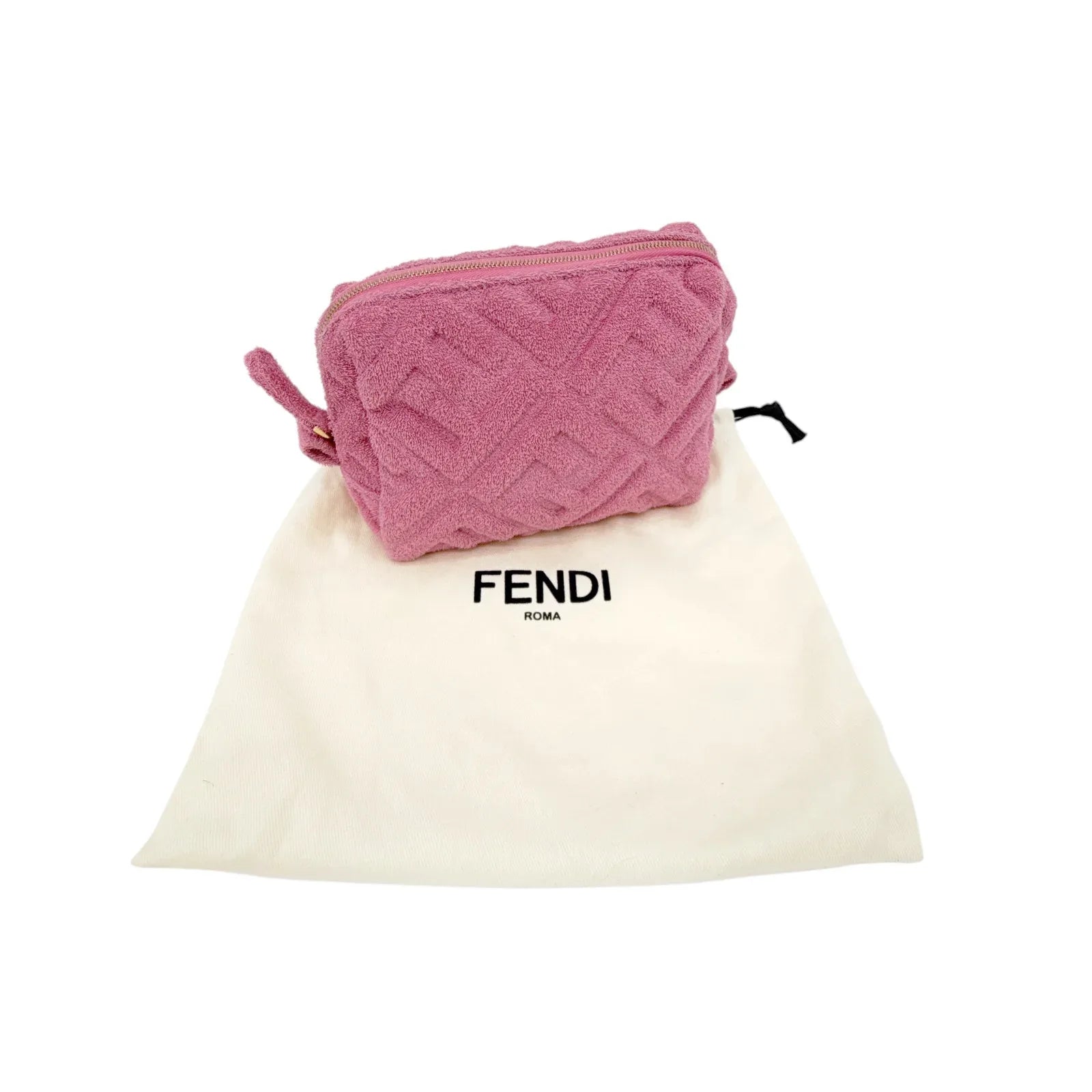 FENDI FF 1974 Cosmetic Pouch Zucca Embossed Terry Cloth - flyKAMP
