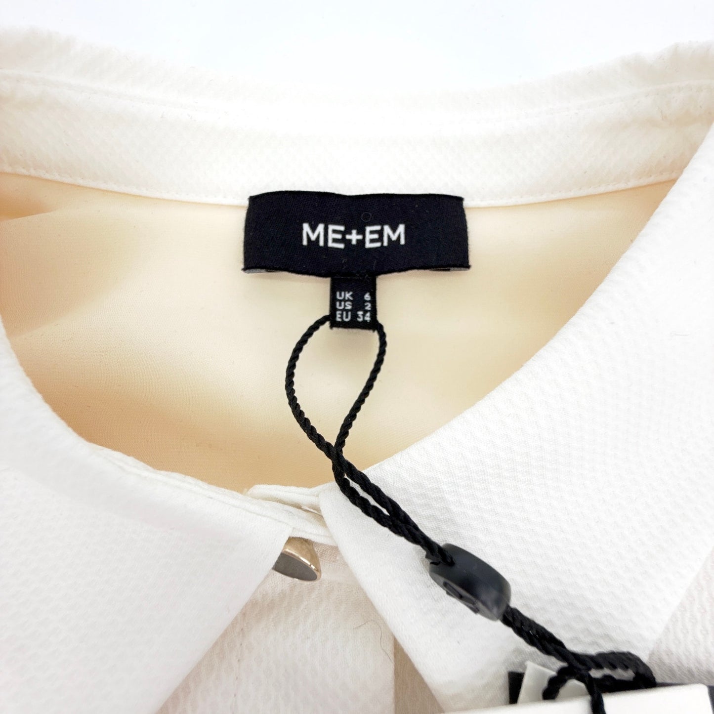 ME+EM Silk Longline Tux Shirt in Cream & Soft White UK6|US2|XS