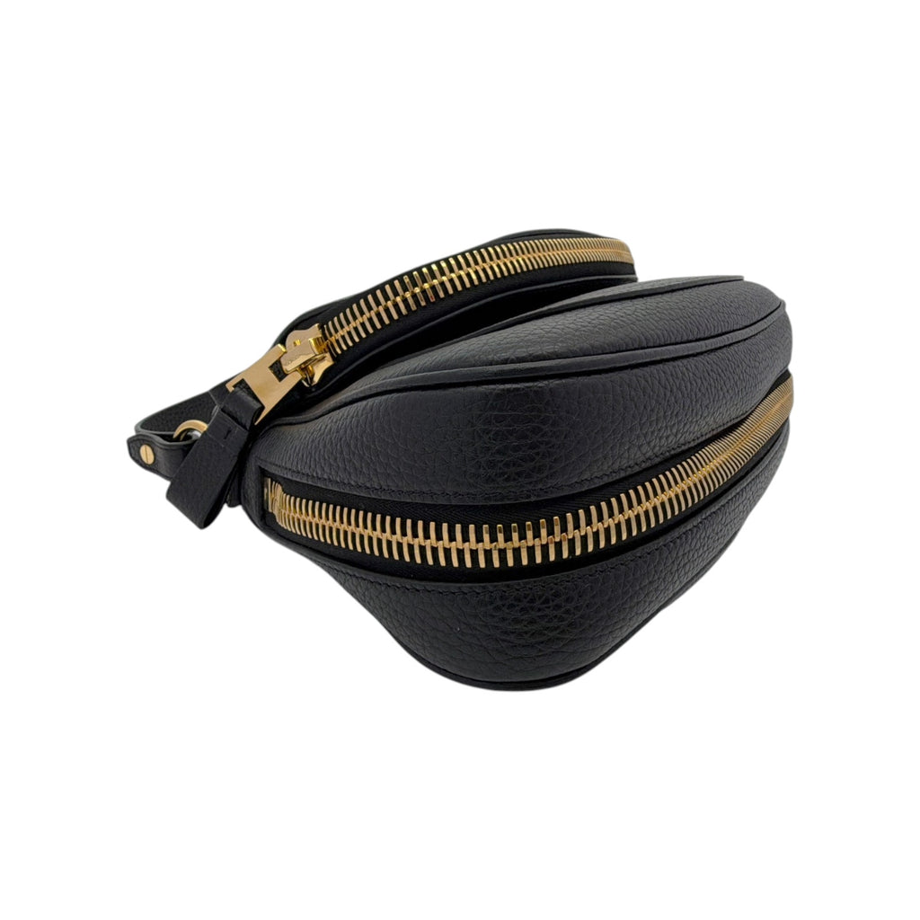 TOM FORD Jennifer Medium Double Strap Bag in Black Grained Leather Tom Ford