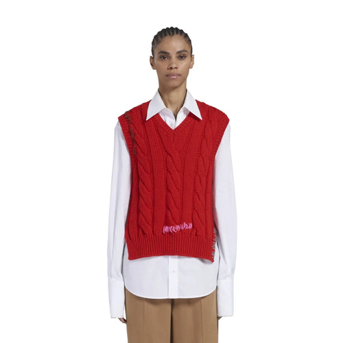 MARNI Cable Knit Wool Vest IT36 - flyKAMP
