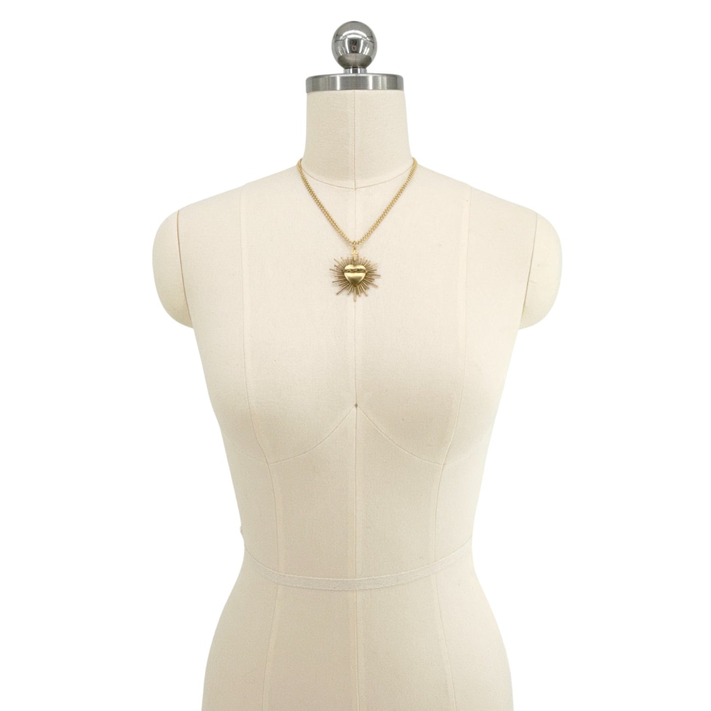 VIRGINS SAINTS & ANGELS VSA Sacred Flame Charm Necklace 34" Gold Plated SS Chain